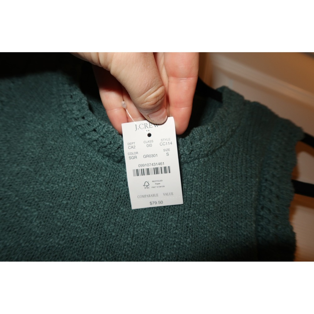 J.Crew Sweater Vest Green Small CC114 Sleeveless Knit Office Casual - Picture 8 of 8